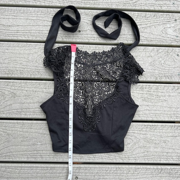 UK2LA: High Neck Crochet Lace Crop Top. Women’s Size Small. - Picture 7 of 11